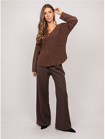Maglione con scollo a v in maglia con filo lucido kassiane