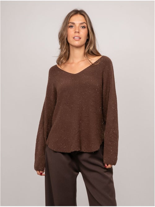 Maglione con scollo a v in maglia con filo lucido kassiane - Kiabi Maglione con scollo a v in maglia con filo lucido kassiane - Kiabi
