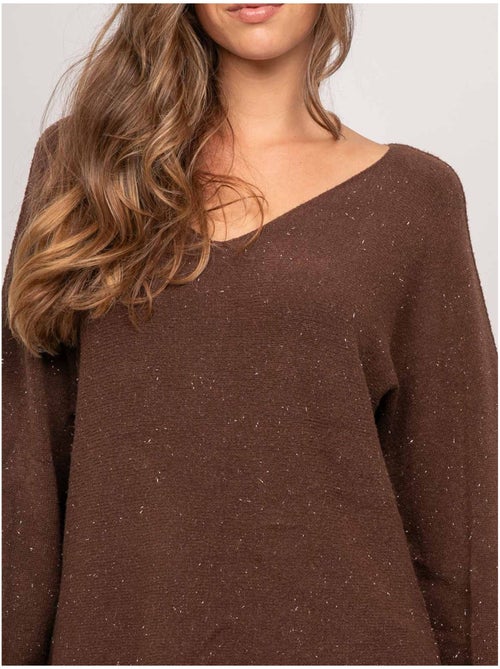 Maglione con scollo a v in maglia con filo lucido kassiane - Kiabi Maglione con scollo a v in maglia con filo lucido kassiane - Kiabi