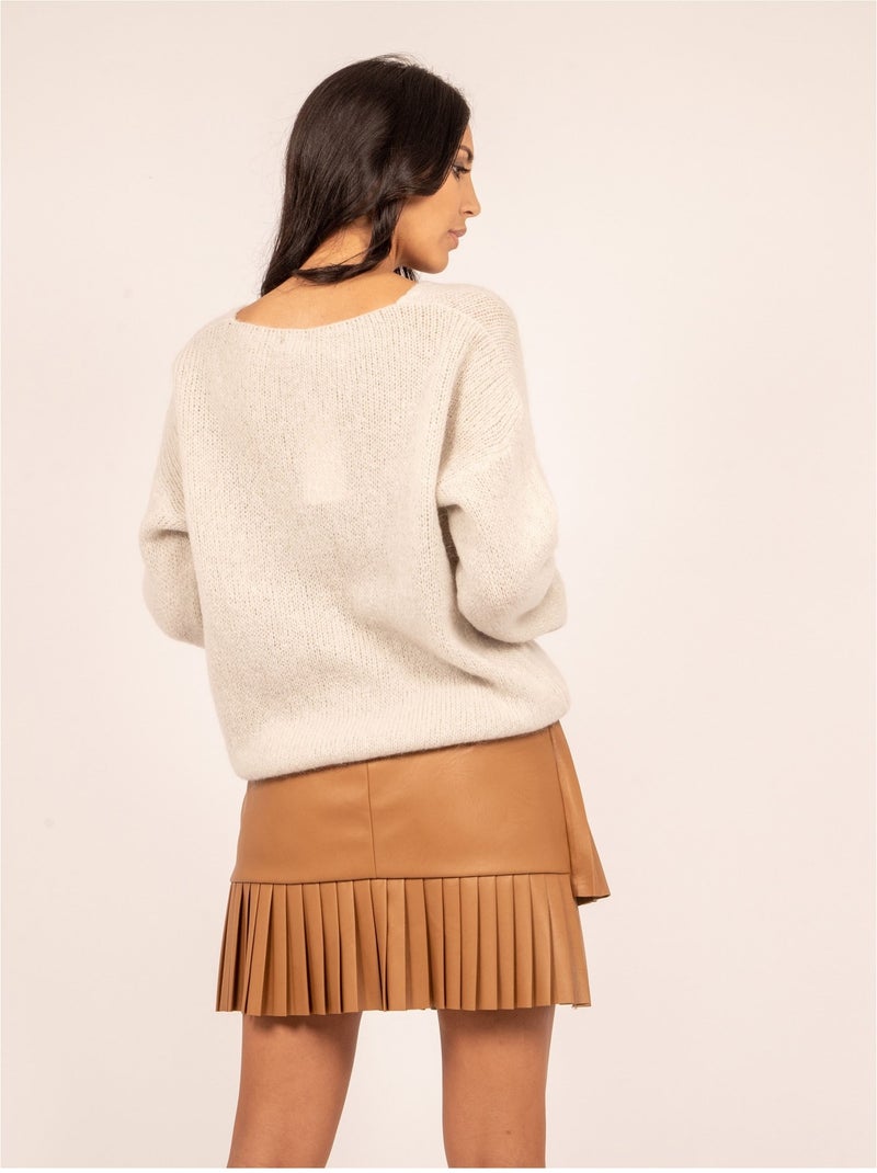 Maglione con scollo a V KYO Beige - Kiabi