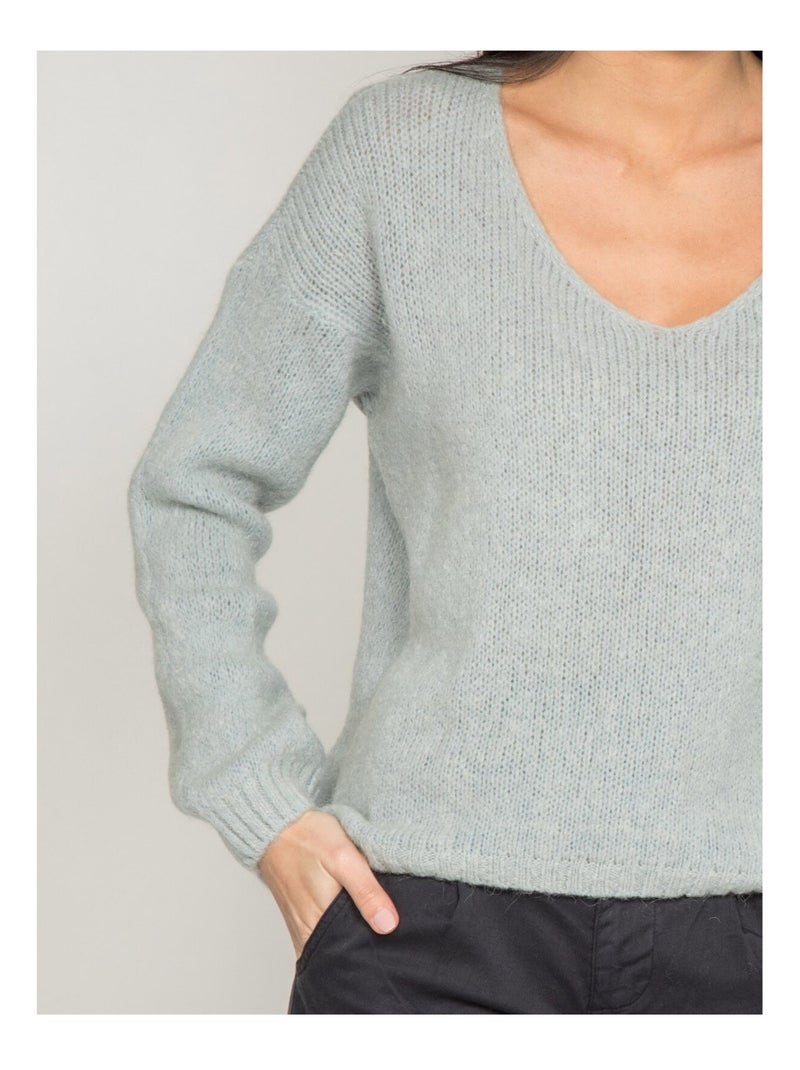 Maglione con scollo a V KYO Grigio - Kiabi
