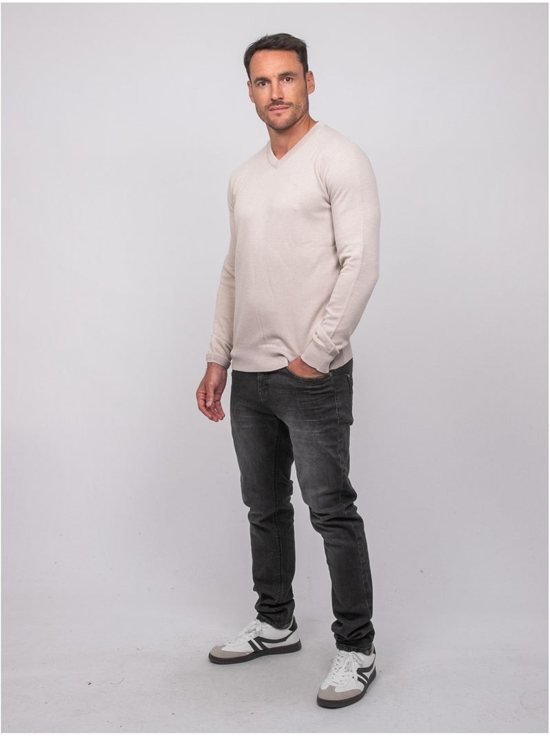 Maglione con scollo a v lamboise Beige - Kiabi