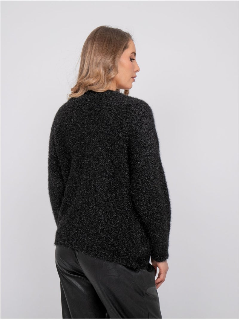 Maglione con scritta in maglia pelosa e filo dorato koperdi Nero - Kiabi