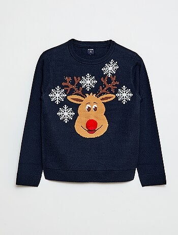 Maglione con stampa 'cervo' + pon pon