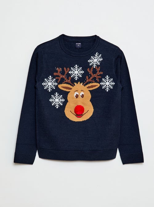 Maglione con stampa 'cervo' + pon pon - Kiabi