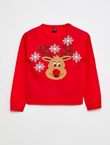 Maglione con stampa 'cervo' + pon pon