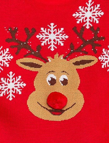 Maglione con stampa 'cervo' + pon pon