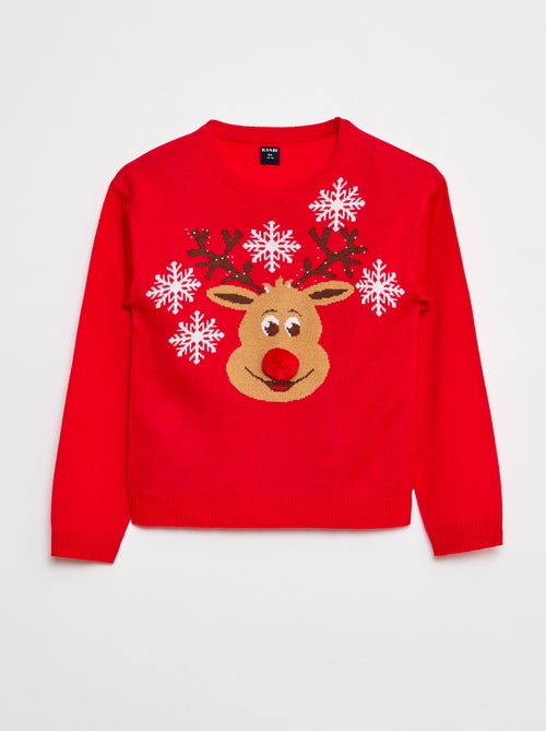 Maglione con stampa 'cervo' + pon pon - Kiabi