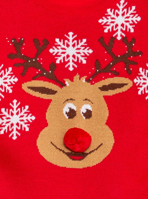 Maglione con stampa 'cervo' + pon pon - Kiabi