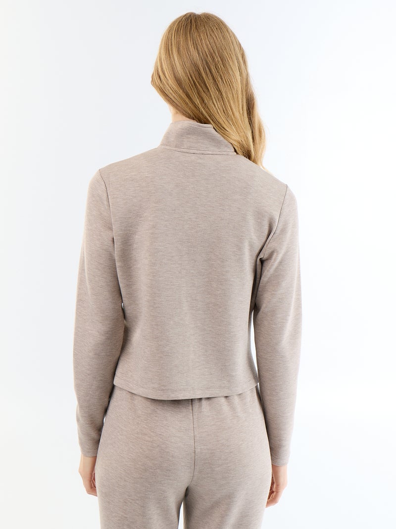 Maglione con zip e collo alto Beige - Kiabi