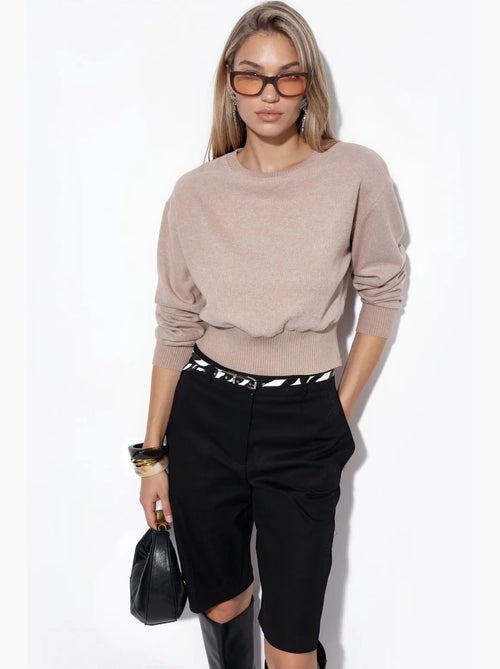 Maglione corto a coste da donna con girocollo busem - Kiabi Maglione corto a coste da donna con girocollo busem - Kiabi