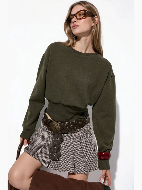 Maglione corto a coste da donna con girocollo busem - Kiabi Maglione corto a coste da donna con girocollo busem - Kiabi