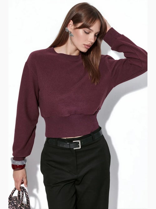 Maglione corto a coste da donna con girocollo busem - Kiabi Maglione corto a coste da donna con girocollo busem - Kiabi