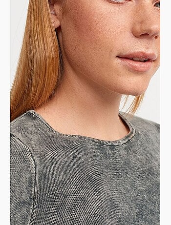 Maglione corto a costine girocollo dilvin