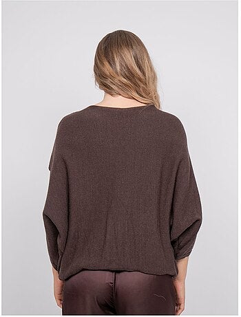 Maglione corto con fondo incrociato e maniche a pipistrello kendy