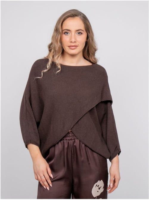 Maglione corto con fondo incrociato e maniche a pipistrello kendy - Kiabi Maglione corto con fondo incrociato e maniche a pipistrello kendy - Kiabi