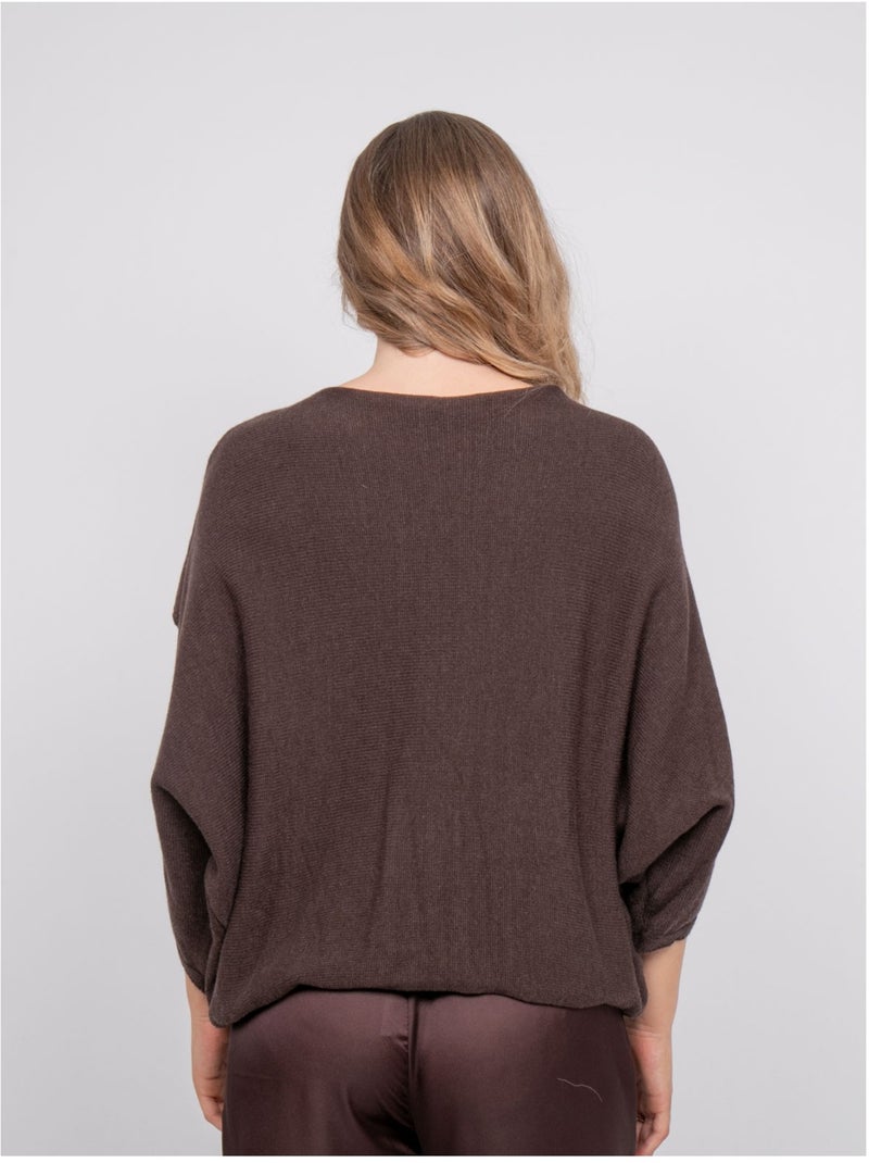 Maglione corto con fondo incrociato e maniche a pipistrello kendy Grigio - Kiabi