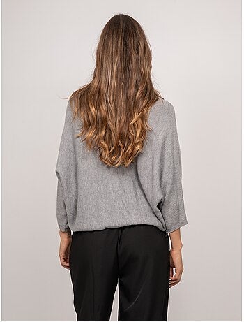 Maglione corto con fondo incrociato e maniche a pipistrello kendy