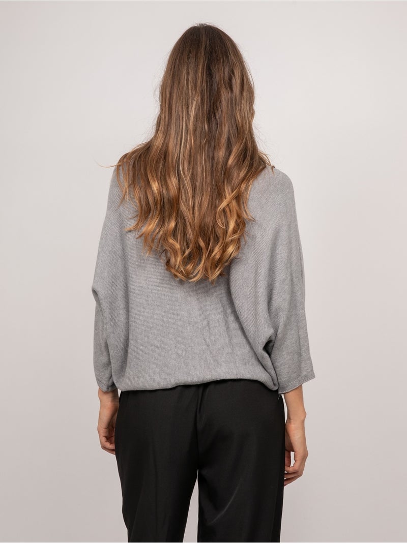 Maglione corto con fondo incrociato e maniche a pipistrello kendy Marrone - Kiabi