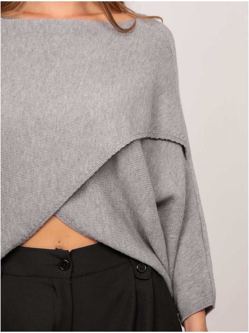 Maglione corto con fondo incrociato e maniche a pipistrello kendy Marrone - Kiabi