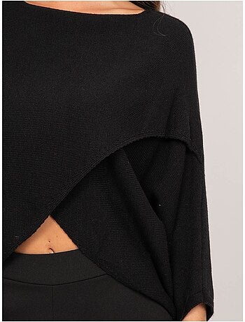 Maglione corto con fondo incrociato e maniche a pipistrello kendy