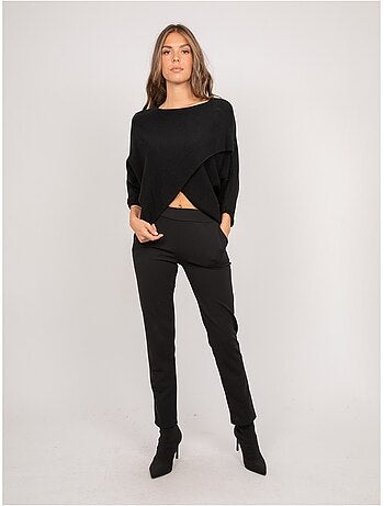 Maglione corto con fondo incrociato e maniche a pipistrello kendy