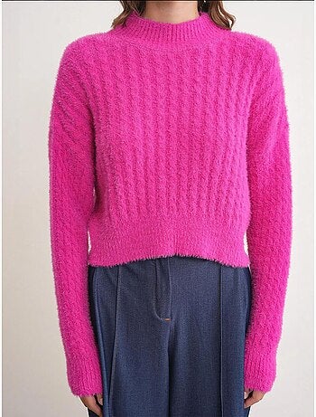 Maglione corto con motivo a trecce mixray