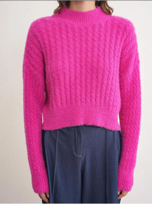 Maglione corto con motivo a trecce mixray - Kiabi Maglione corto con motivo a trecce mixray - Kiabi