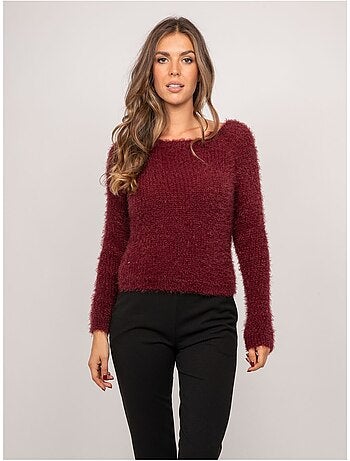 Maglione corto in maglia pelosa con scollo ampio kynaelle