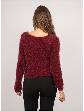 Maglione corto in maglia pelosa con scollo ampio kynaelle