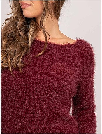 Maglione corto in maglia pelosa con scollo ampio kynaelle