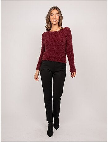 Maglione corto in maglia pelosa con scollo ampio kynaelle