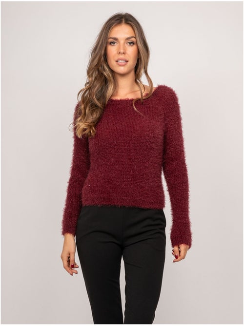 Maglione corto in maglia pelosa con scollo ampio kynaelle - Kiabi