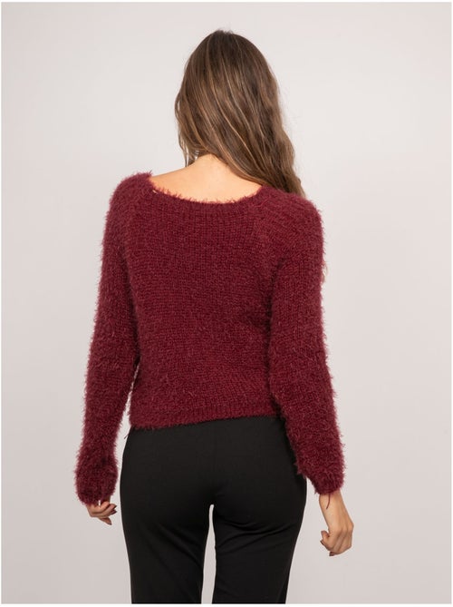 Maglione corto in maglia pelosa con scollo ampio kynaelle - Kiabi