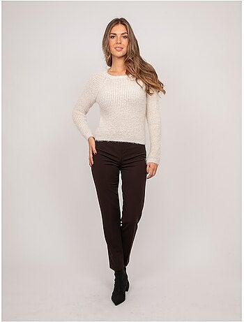 Maglione corto in maglia pelosa con scollo ampio kynaelle