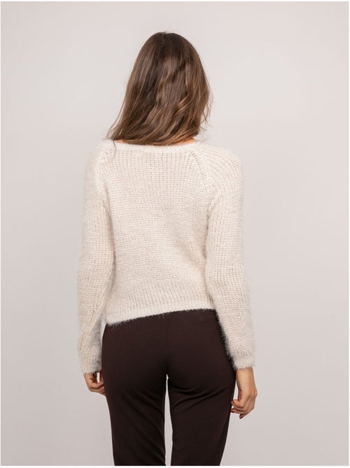 Maglione corto in maglia pelosa con scollo ampio kynaelle - Kiabi