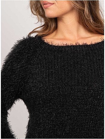 Maglione corto in maglia pelosa con scollo ampio kynaelle