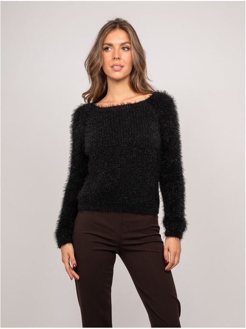 Maglione corto in maglia pelosa con scollo ampio kynaelle - Kiabi
