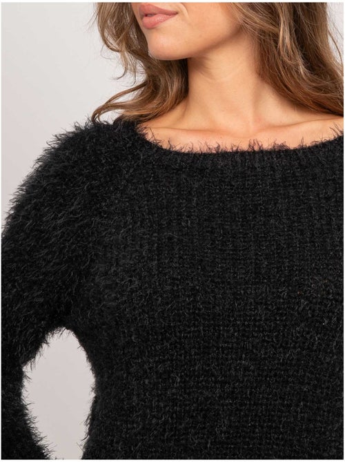 Maglione corto in maglia pelosa con scollo ampio kynaelle - Kiabi