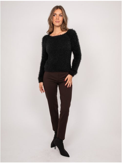 Maglione corto in maglia pelosa con scollo ampio kynaelle - Kiabi
