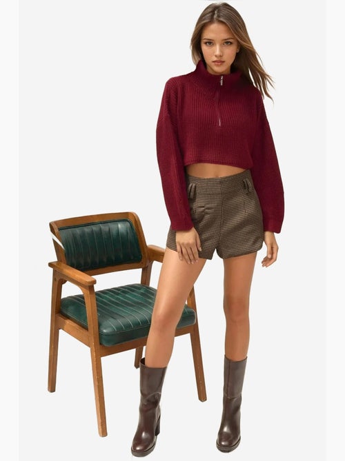 Maglione corto in maglia spessa con collo con zip hiccup - Kiabi