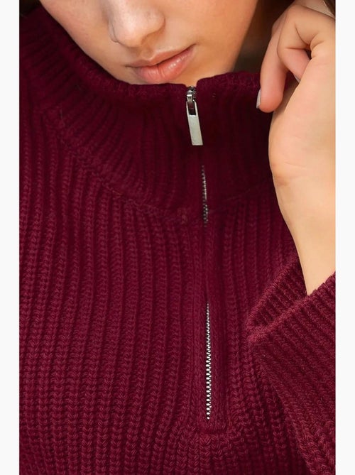 Maglione corto in maglia spessa con collo con zip hiccup - Kiabi
