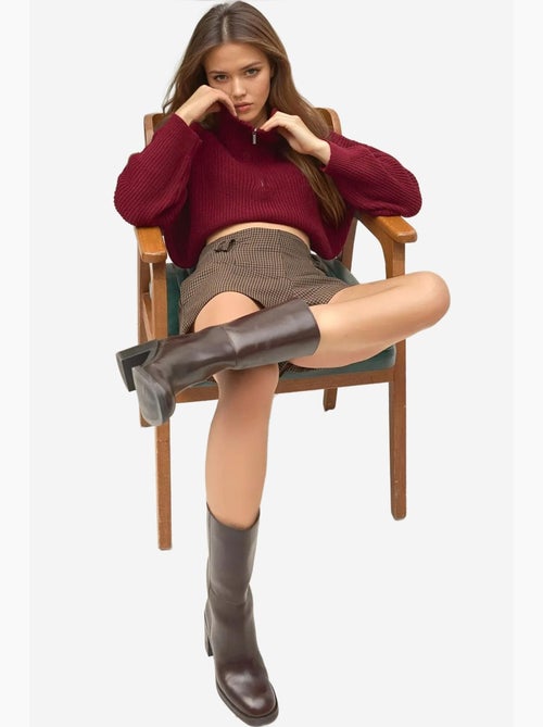 Maglione corto in maglia spessa con collo con zip hiccup - Kiabi