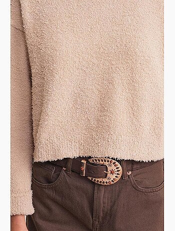 Maglione corto in maglia testurizzata effetto peluche mixray