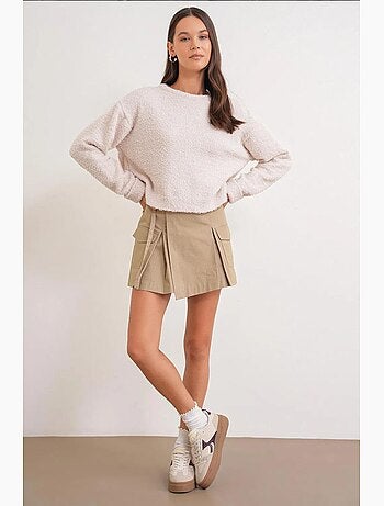 Maglione corto in maglia testurizzata effetto peluche mixray