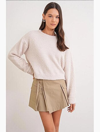 Maglione corto in maglia testurizzata effetto peluche mixray