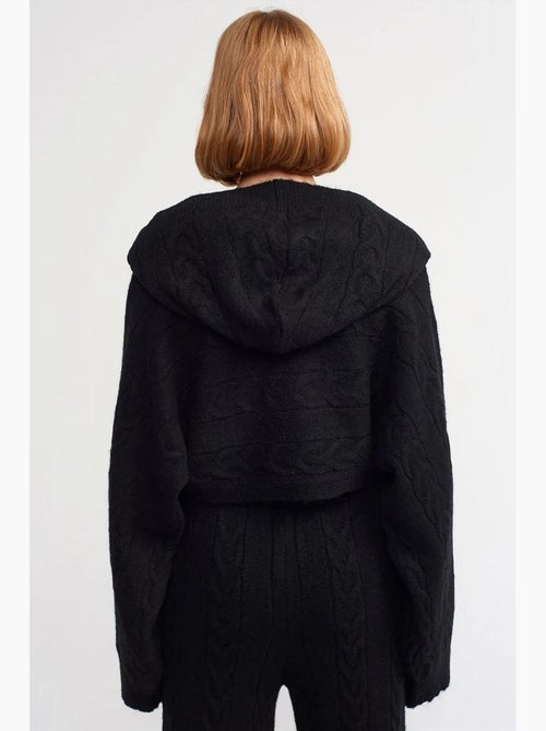 Maglione corto oversize a trecce con cappuccio dilvin - Kiabi