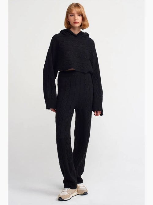Maglione corto oversize a trecce con cappuccio dilvin - Kiabi