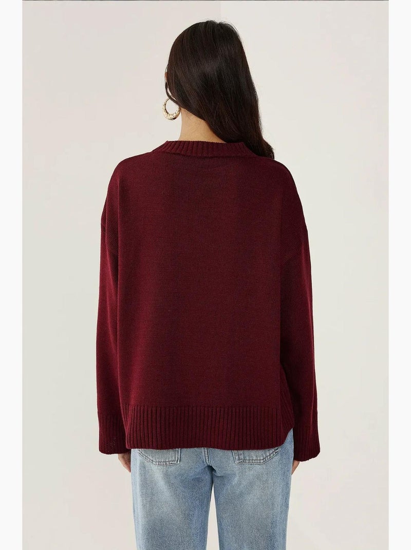 Maglione cozy con girocollo hiccup Rosso bordeaux - Kiabi