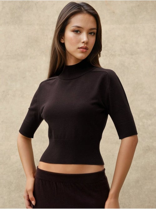 Maglione crop a collo alto testurizzato hiccup - Kiabi Maglione crop a collo alto testurizzato hiccup - Kiabi
